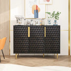 3-Door Storage Cabinet with Adjustable Shelves and Honeycomb Pattern Metal Door