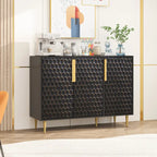 3-Door Storage Cabinet with Adjustable Shelves and Honeycomb Pattern Metal Door