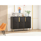 3-Door Storage Cabinet with Adjustable Shelves and Honeycomb Pattern Metal Door