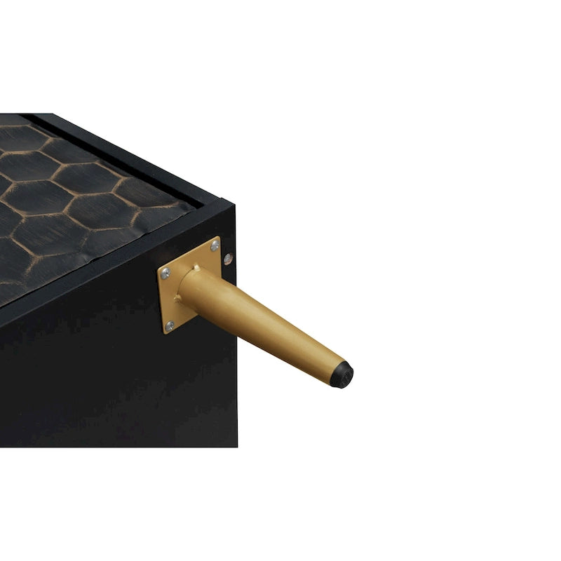 3-Door Storage Cabinet with Adjustable Shelves and Honeycomb Pattern Metal Door