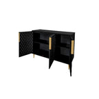 3-Door Storage Cabinet with Adjustable Shelves and Honeycomb Pattern Metal Door