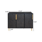 3-Door Storage Cabinet with Adjustable Shelves and Honeycomb Pattern Metal Door