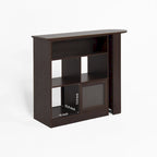 Counter Height Bar Cabinet with Rotating Top and 6 Storage Spaces