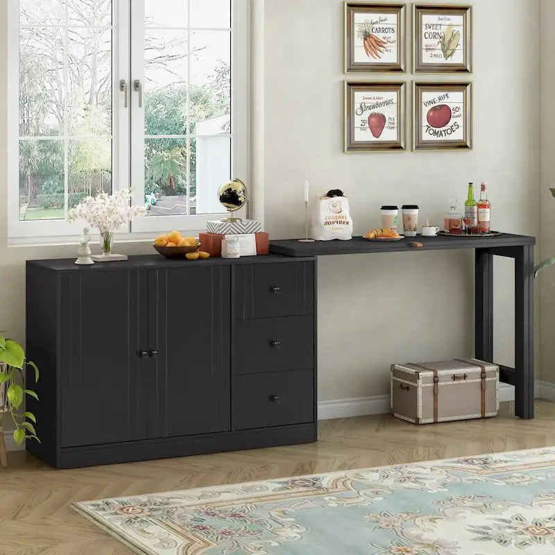 Sideboard with 2-Door, 3-Drawer Design and Pull-Out Top