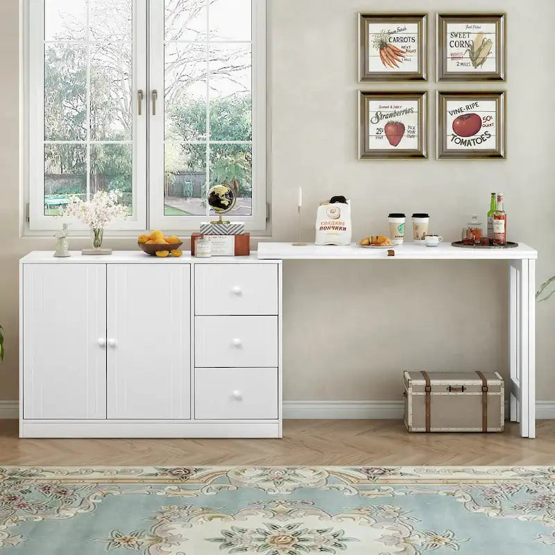 Sideboard with 2-Door, 3-Drawer Design and Pull-Out Top