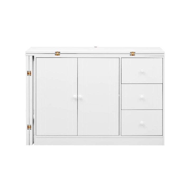 Aparador com 2 portas, 3 gavetas e tampo extraível