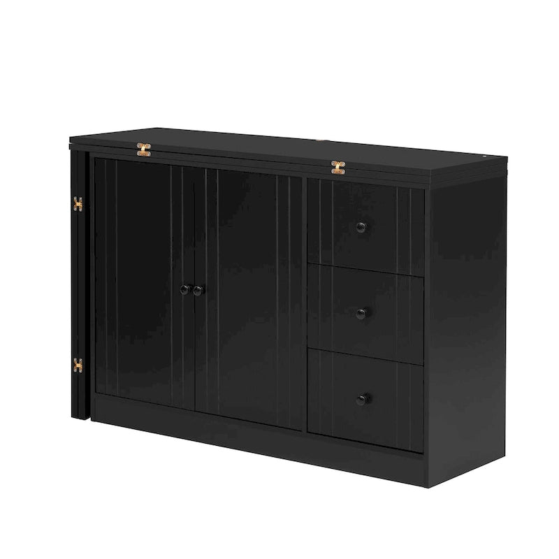 Aparador com 2 portas, 3 gavetas e tampo extraível