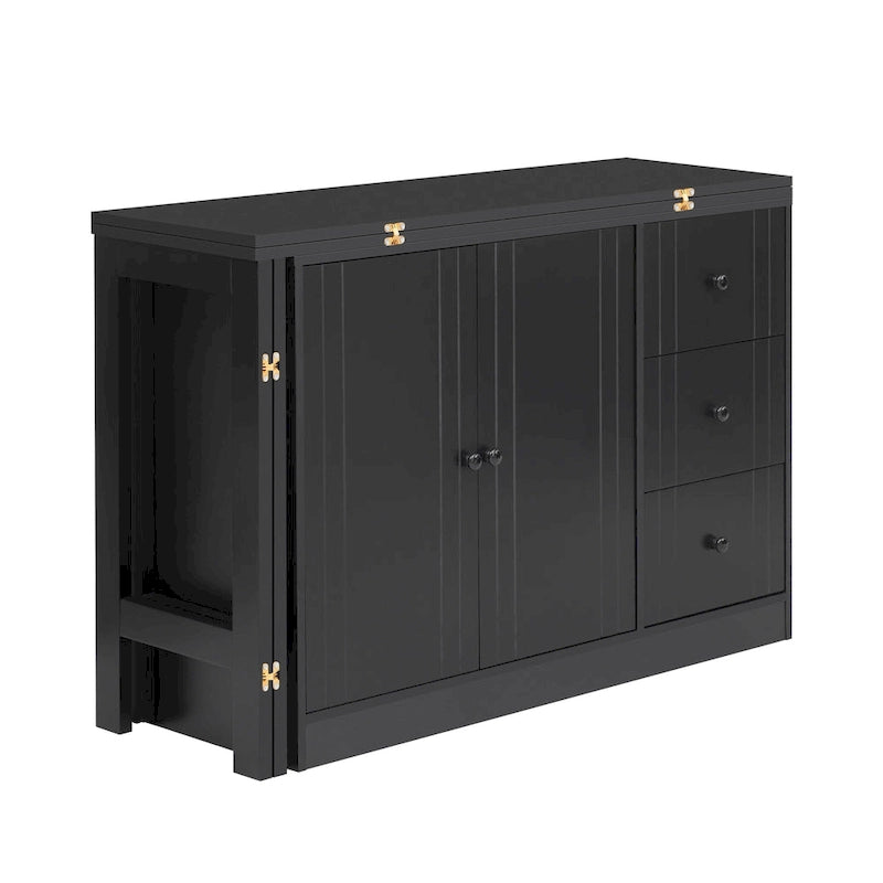 Aparador com 2 portas, 3 gavetas e tampo extraível