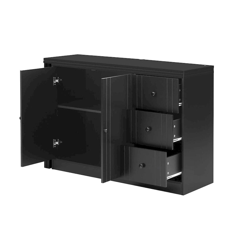 Aparador com 2 portas, 3 gavetas e tampo extraível