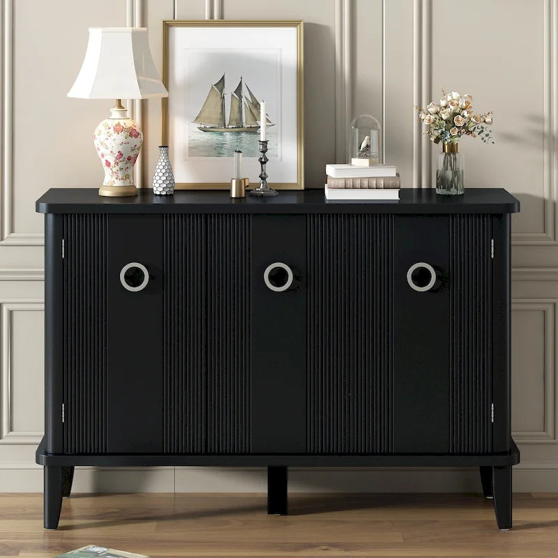 MDF Storage Cabinet with Acacia Solid Legs