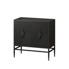 2-Door Wooden Storage Cabinet with Metal Legs and Adjustable Shelf
