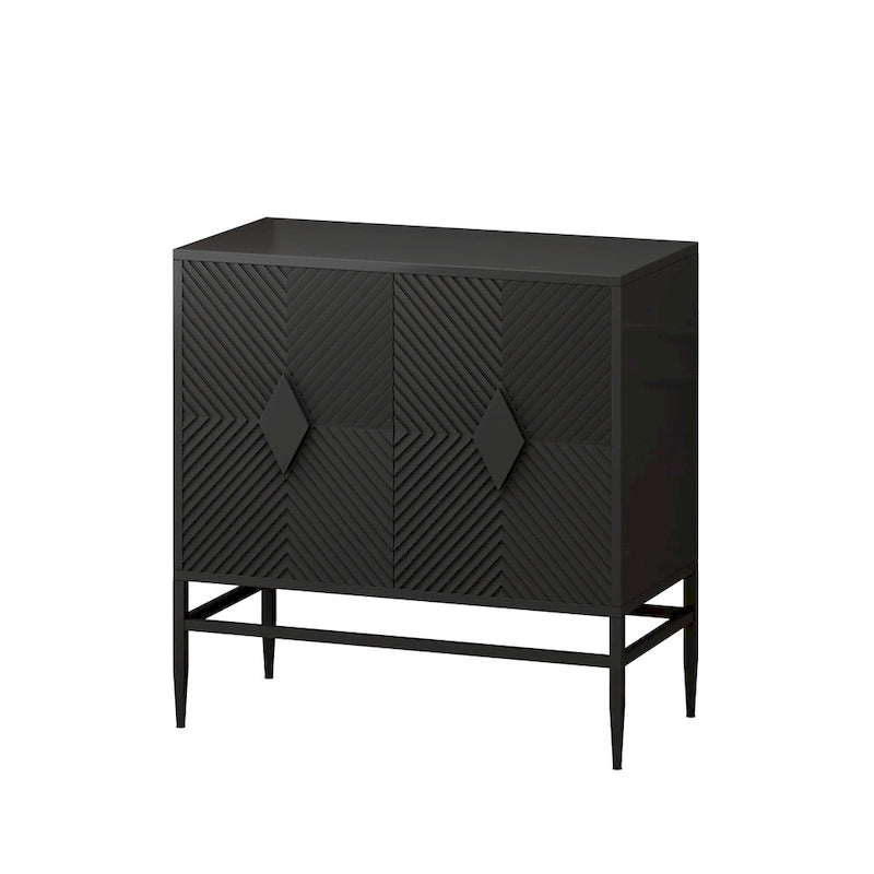 2-Door Wooden Storage Cabinet with Metal Legs and Adjustable Shelf
