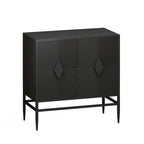 2-Door Wooden Storage Cabinet with Metal Legs and Adjustable Shelf