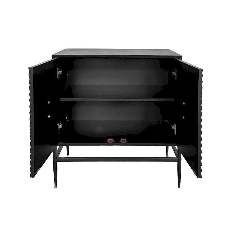 2-Door Wooden Storage Cabinet with Metal Legs and Adjustable Shelf