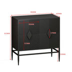 2-Door Wooden Storage Cabinet with Metal Legs and Adjustable Shelf