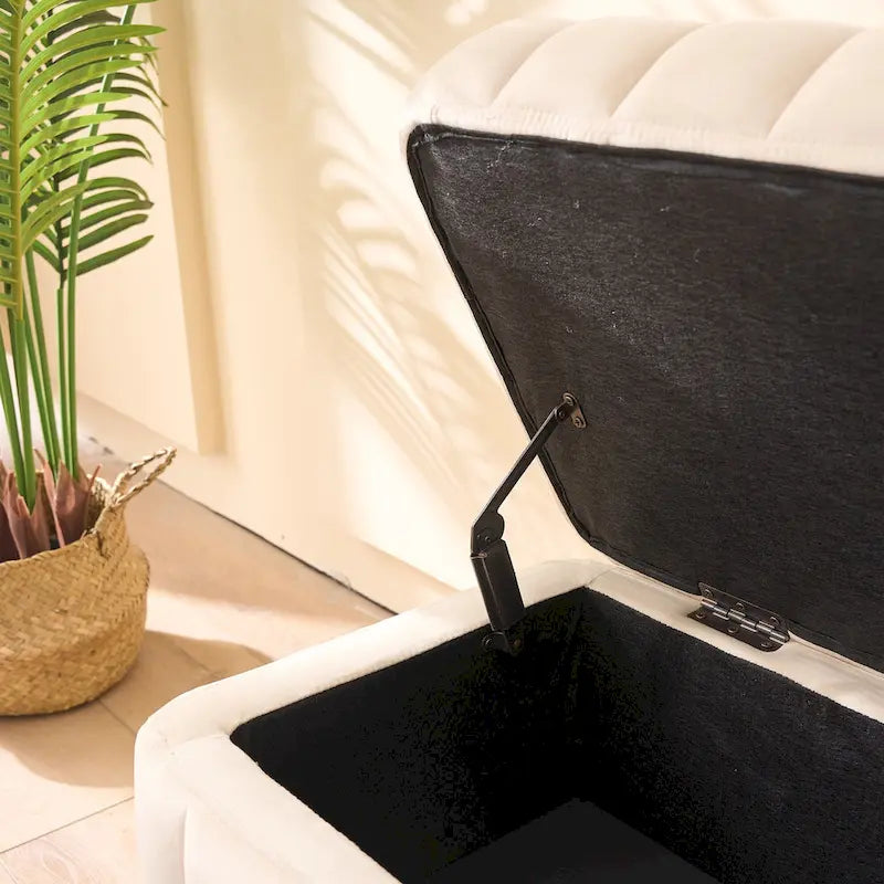 Velvet Storage Bench with Lift-Top Lid, 49-Inch