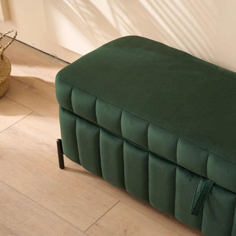 Velvet Storage Bench with Lift-Top Lid, 49-Inch