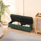 Velvet Storage Bench with Lift-Top Lid, 49-Inch