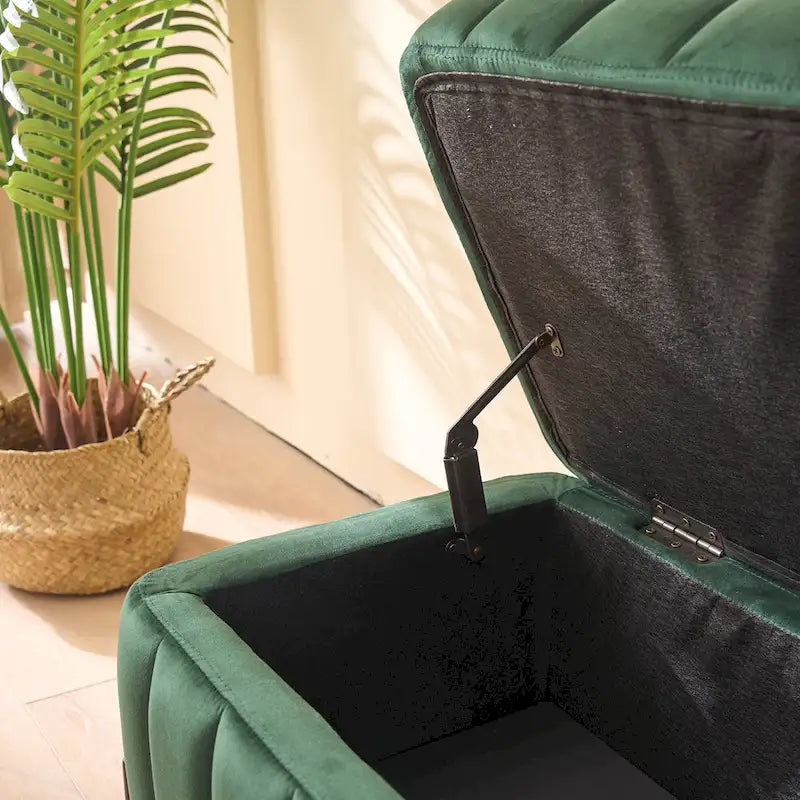 Velvet Storage Bench with Lift-Top Lid, 49-Inch