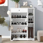 Freestanding Shoe Cabinet with 2 Shutter Doors, Adjustable Shelves and Top Drawer