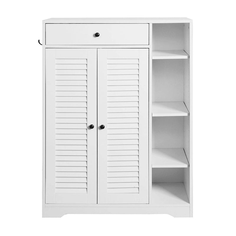 Freestanding Shoe Cabinet with 2 Shutter Doors, Adjustable Shelves and Top Drawer