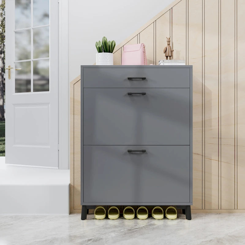 Shoe Storage Cabinet with 2 Flip Drawers for Entryway