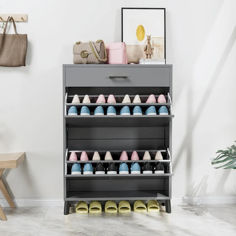 Shoe Storage Cabinet with 2 Flip Drawers for Entryway