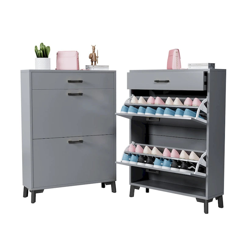 Shoe Storage Cabinet with 2 Flip Drawers for Entryway