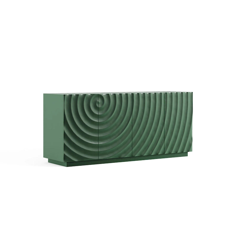 4-Door Sideboard Cabinet with Suspended Base, 59" W x 15.67" D x 26.46" H, Green