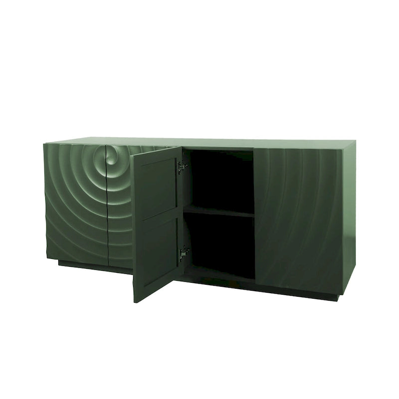 4-Door Sideboard Cabinet with Suspended Base, 59" W x 15.67" D x 26.46" H, Green