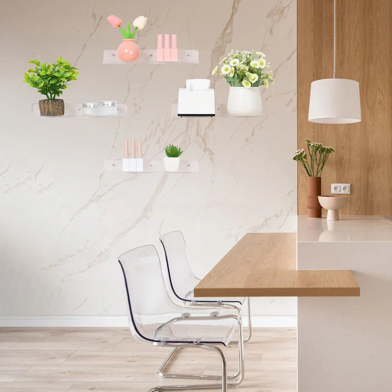 Clear Acrylic Floating Wall Shelves (Set of 2 or 4)