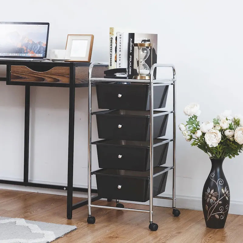 4-Drawer Metal Rolling Storage Cart with Swivel Wheels