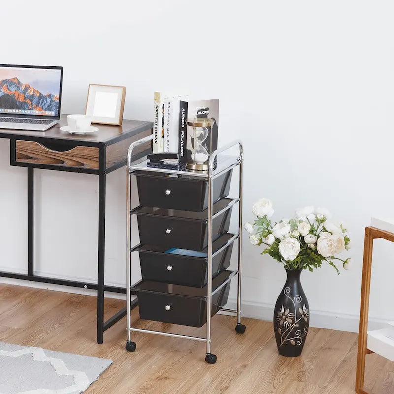 4-Drawer Metal Rolling Storage Cart with Swivel Wheels