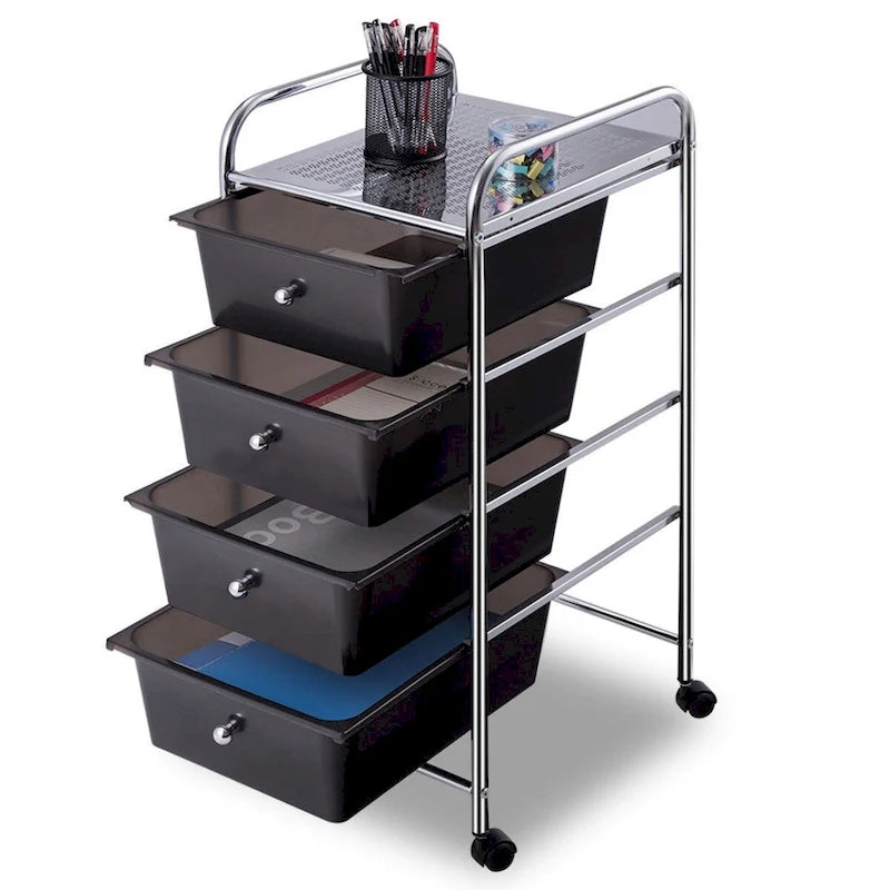 4-Drawer Metal Rolling Storage Cart with Swivel Wheels