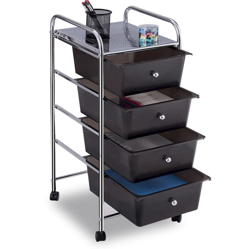 4-Drawer Metal Rolling Storage Cart with Swivel Wheels