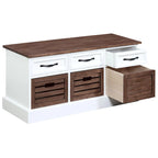 Two-Toned Storage Bench with Drawers and Wooden Baskets