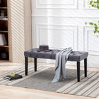 Tufted Storage Bench with Velvet Cushion
