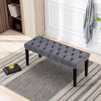 Tufted Storage Bench with Velvet Cushion