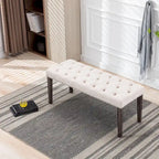 Tufted Storage Bench with Velvet Cushion