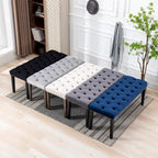 Tufted Storage Bench with Velvet Cushion