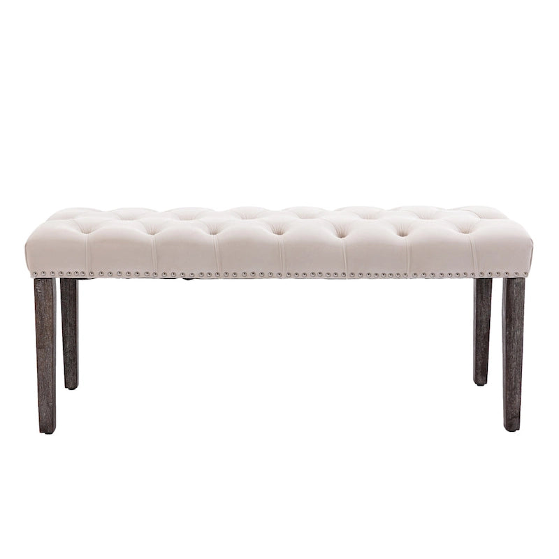 Tufted Storage Bench with Velvet Cushion