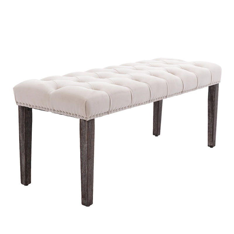 Tufted Storage Bench with Velvet Cushion