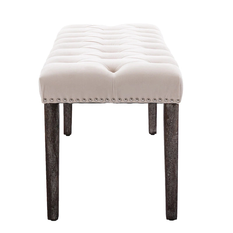 Tufted Storage Bench with Velvet Cushion