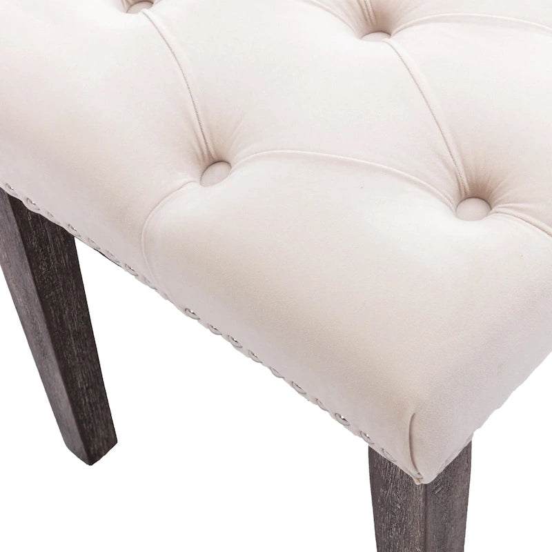 Tufted Storage Bench with Velvet Cushion