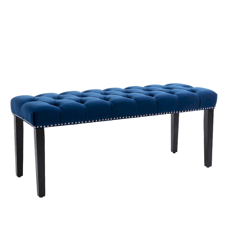 Tufted Storage Bench with Velvet Cushion