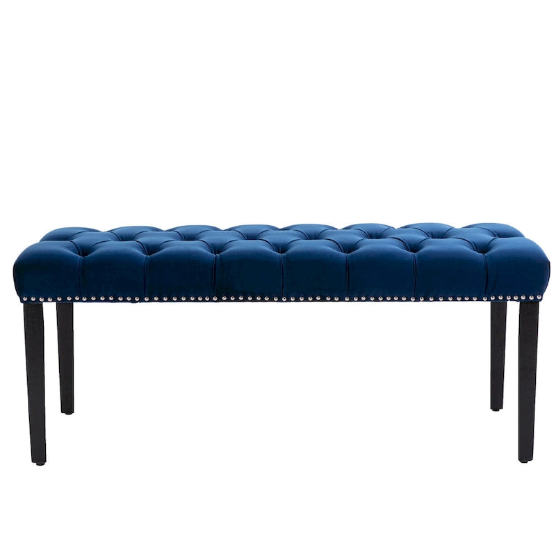 Tufted Storage Bench with Velvet Cushion