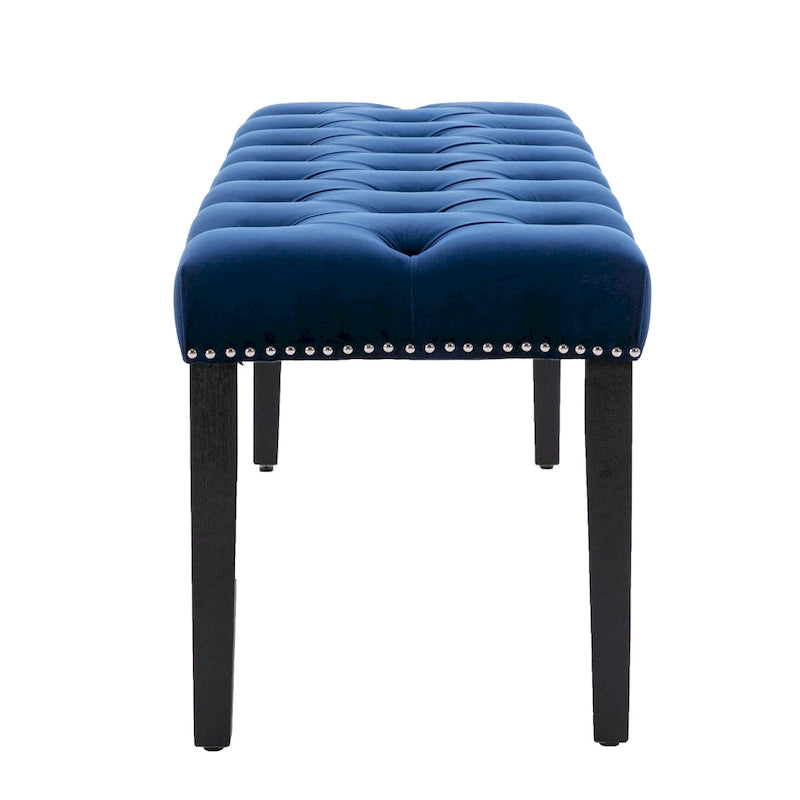 Tufted Storage Bench with Velvet Cushion
