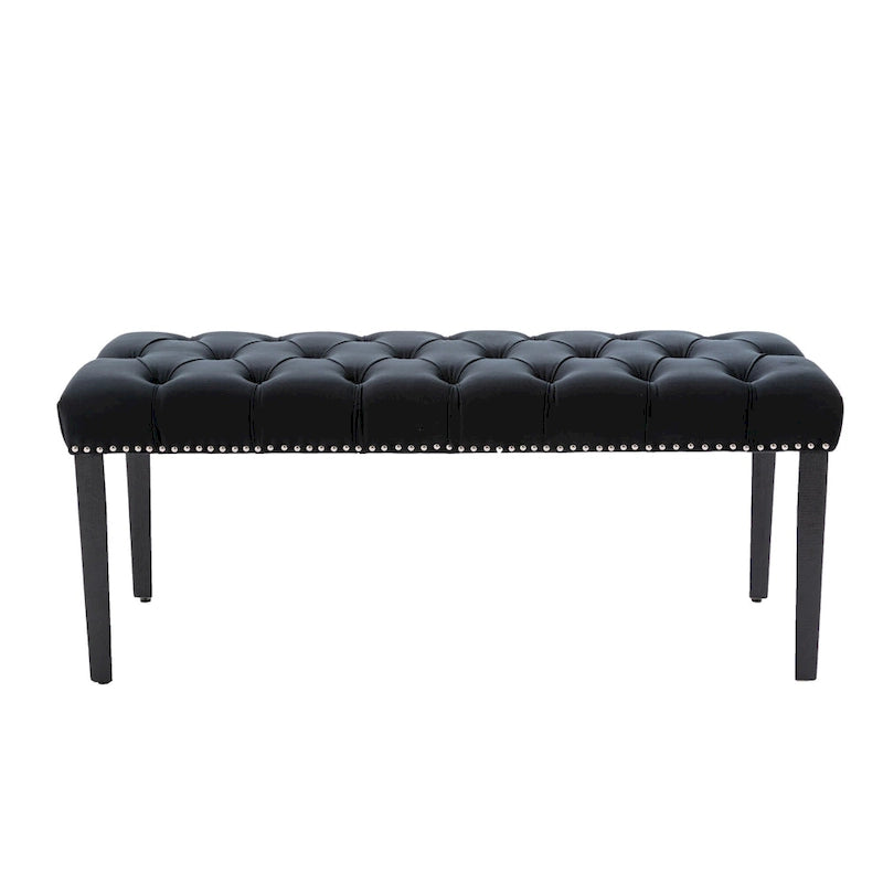 Tufted Storage Bench with Velvet Cushion