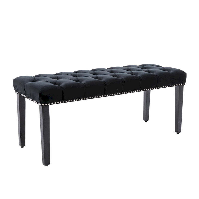 Tufted Storage Bench with Velvet Cushion