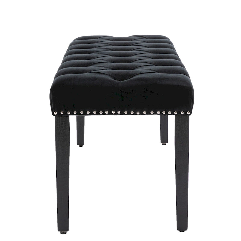 Tufted Storage Bench with Velvet Cushion